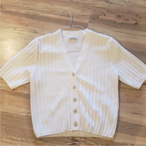Sandro White Crop Cardigan - Picture 2 of 8